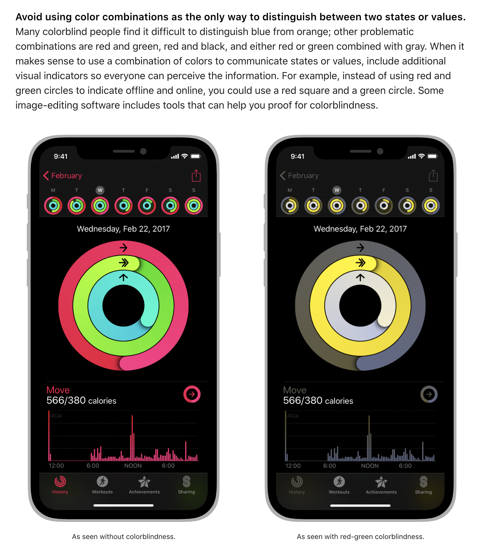 Screenshot of HIG section on activity rings